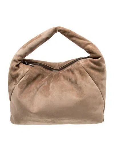 Pre-owned Brunello Cucinelli Suede Top Handle Bag In Neutral