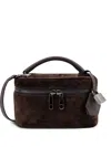 Brunello Cucinelli Suede Shoulder Bag With Padlock In Brown