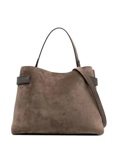 Brunello Cucinelli Suede Tote Bag In Brown