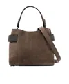 Brunello Cucinelli Suede Leather Shoulder Bag With Metal Hardware In Brown