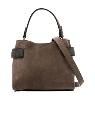 Brunello Cucinelli Suede Tote Bag In Brown