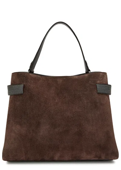 Brunello Cucinelli Suede Tote Bag In Brown