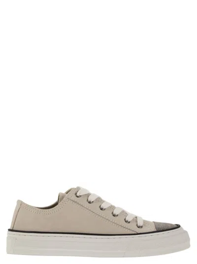 Brunello Cucinelli Leather Sneakers In Neutral