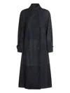 Brunello Cucinelli Leather Belted Waist Double-breasted Jacket In Black