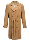 Brunello Cucinelli Suede Trench Coat In Beige