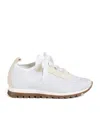 Brunello Cucinelli Suede-trimmed Sneakers In White