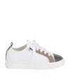 Brunello Cucinelli Leather-trimmed Canvas Sneakers In White