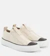 Brunello Cucinelli Suede-trimmed Canvas Sneakers In Beige