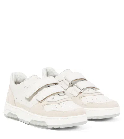 BRUNELLO CUCINELLI SUEDE-TRIMMED LEATHER SNEAKERS
