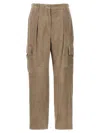 Brunello Cucinelli Suede Pants Zip Pockets In Beige