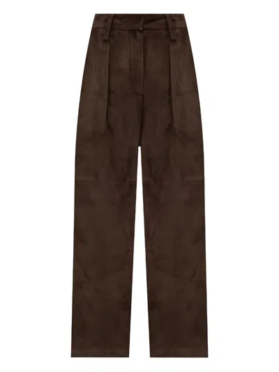 Brunello Cucinelli Suede Trousers In Brown