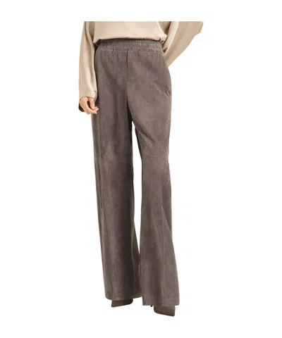 Brunello Cucinelli Suede Trousers In Brown