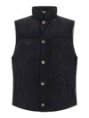 Brunello Cucinelli Suede Vest In Blue