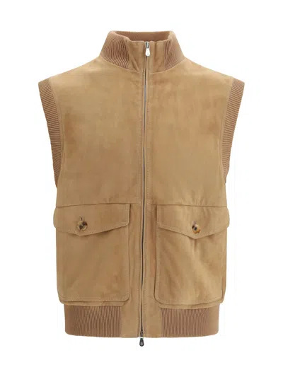 Brunello Cucinelli Suede Vest In Brown