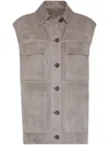 Brunello Cucinelli Grey Suede Leather Vest In Grey