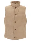 Brunello Cucinelli Suede Vest With Goose Down Padding In Brown
