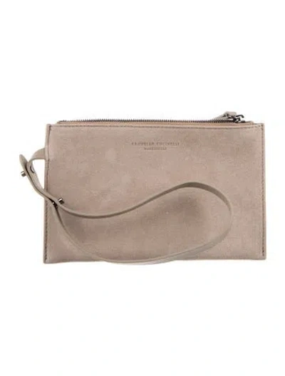 Pre-owned Brunello Cucinelli Suede Wallet In Neutral