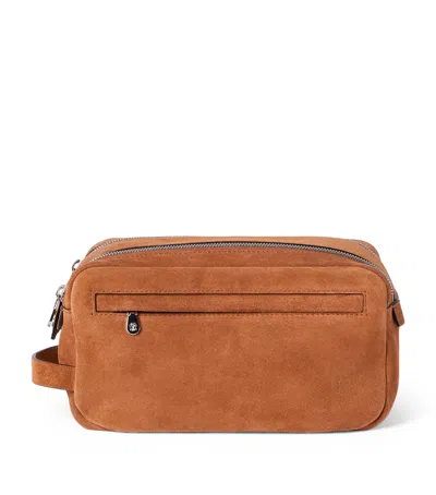 Brunello Cucinelli Suede Wash Bag In Brown