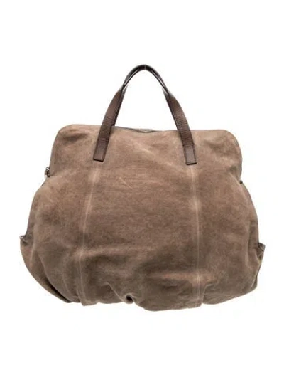 Pre-owned Brunello Cucinelli Suede Weekender Bag In Gray