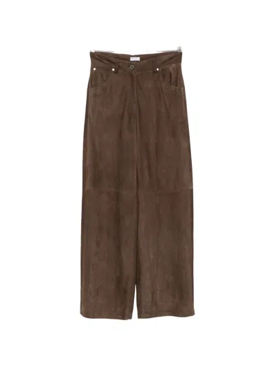Brunello Cucinelli Suede Wide-leg Trousers In Brown