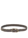 Brunello Cucinelli Braided Suede Buckled Belt In Gray