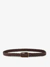 Brunello Cucinelli Men Suede Woven Belt In Brown