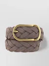 Brunello Cucinelli Woven Suede Belt With Rounded Buckle And Metal Loop