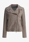 Brunello Cucinelli Suede Zip-up Biker Jacket In Gray