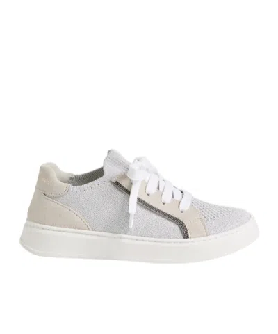Brunello Cucinelli Kids' Suede-panelled Sneakers In Gray