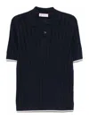 Brunello Cucinelli Ribbed-knit Polo Shirt In Blue