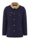 Brunello Cucinelli Shearling-collar Multi-pocket Jacket In Azul