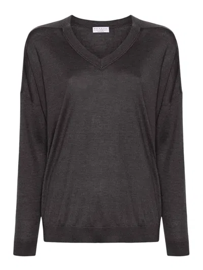 Brunello Cucinelli V-neck Sweater In Black