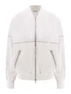 Brunello Cucinelli Cotton Cardigan With Viscose Inserts And Monili Details