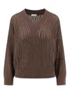 Brunello Cucinelli Cotton Openwork Rib Sweater With Monili Detail