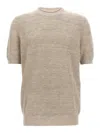 Brunello Cucinelli Beige Linen Cotton Sweater In Brown