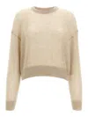 Brunello Cucinelli Sequin Sweater Sweaters And Cardigans In Beige