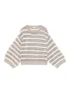 Brunello Cucinelli Drop Shoulder Sweater With Sequin Embellishments In Beige