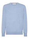 Brunello Cucinelli Cashmere Crew Neck Sweater Clothing In Blue