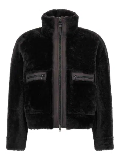 BRUNELLO CUCINELLI SHINY ZIPPER PULL SHEARLING JACKET