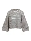 Brunello Cucinelli Women Dazzling Net Sweater In Gray