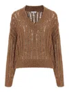 Brunello Cucinelli Rustic Dazzling Net Sweater In Brown