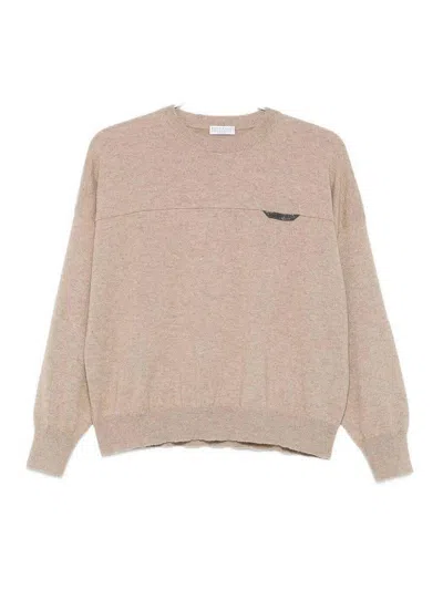 Brunello Cucinelli Cashmere Sweater In Neutral
