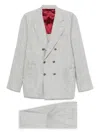 Brunello Cucinelli Men Wool And Silk Double-breasted Suit In Gray