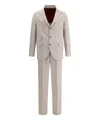 Brunello Cucinelli Tailored Silk Suit With Belt Loops In Beige