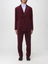 Brunello Cucinelli Velvet Double-breasted Suit Button Detailing In Brown