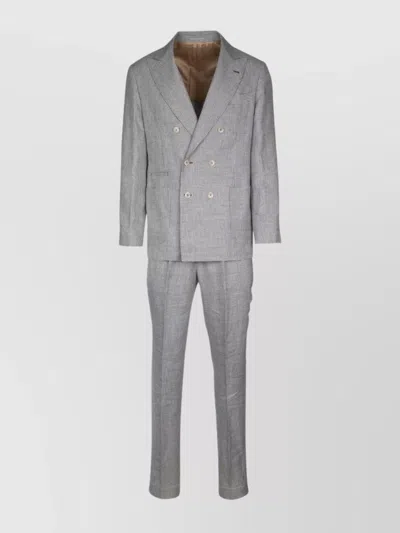 Brunello Cucinelli Suit Double-breasted Belt Front Pockets In Gray