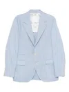 Brunello Cucinelli Linen And Wool Chevron Blazer Light Blue In Blue