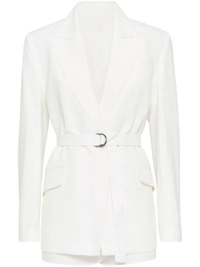 Brunello Cucinelli Suit Type Belt Jacket In White