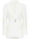 Brunello Cucinelli Women Linen Jacket With Belt And Precious Details In White