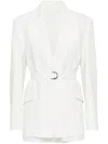 Brunello Cucinelli Women Fluid Viscose And Linen Twill Jacket With Belt And Necklace In White